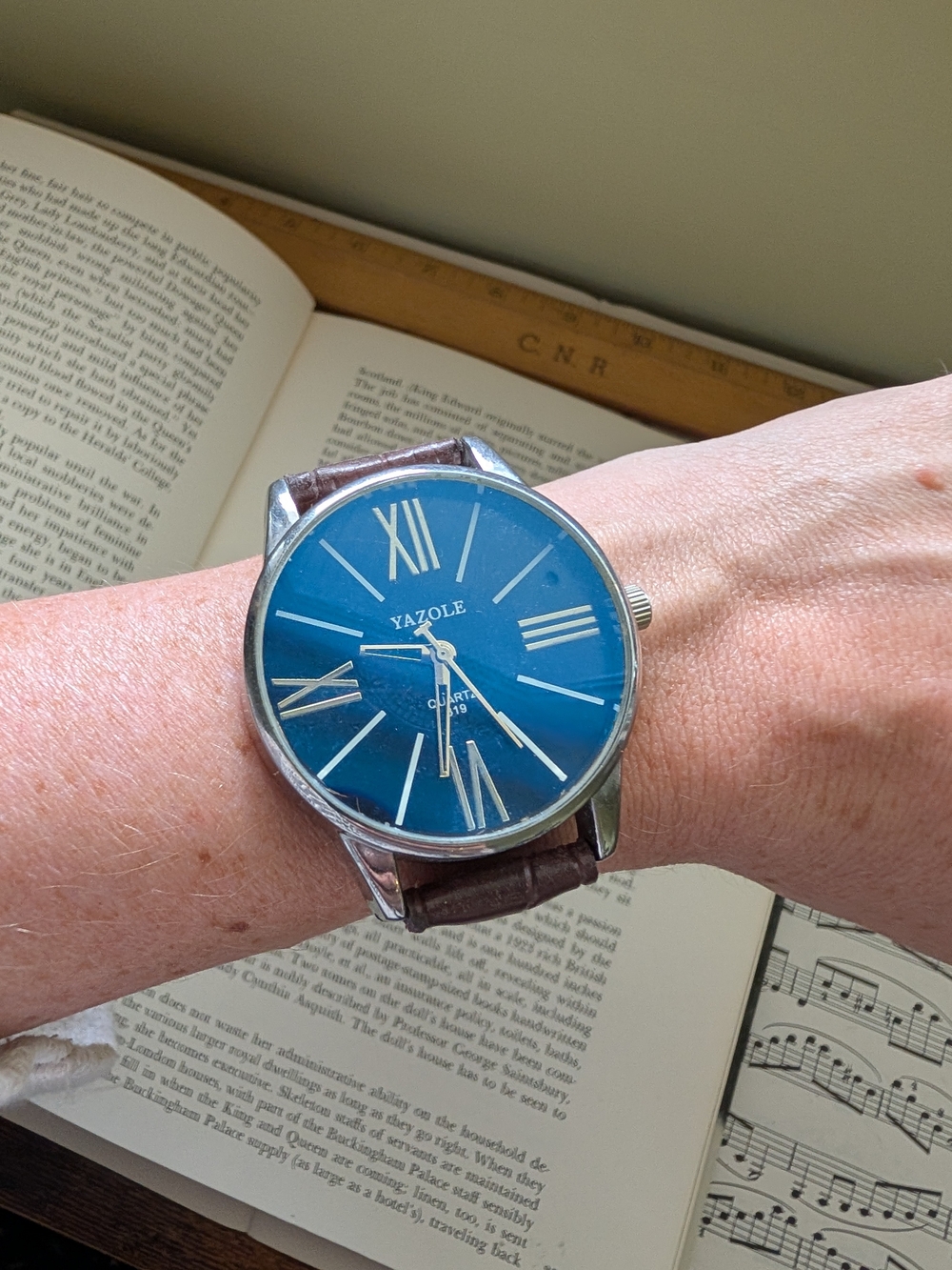 Men's Blue Dial Brown Leather Strap Watch